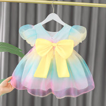 Load image into Gallery viewer, Puff Sleeves Baby Girl Bow Dress